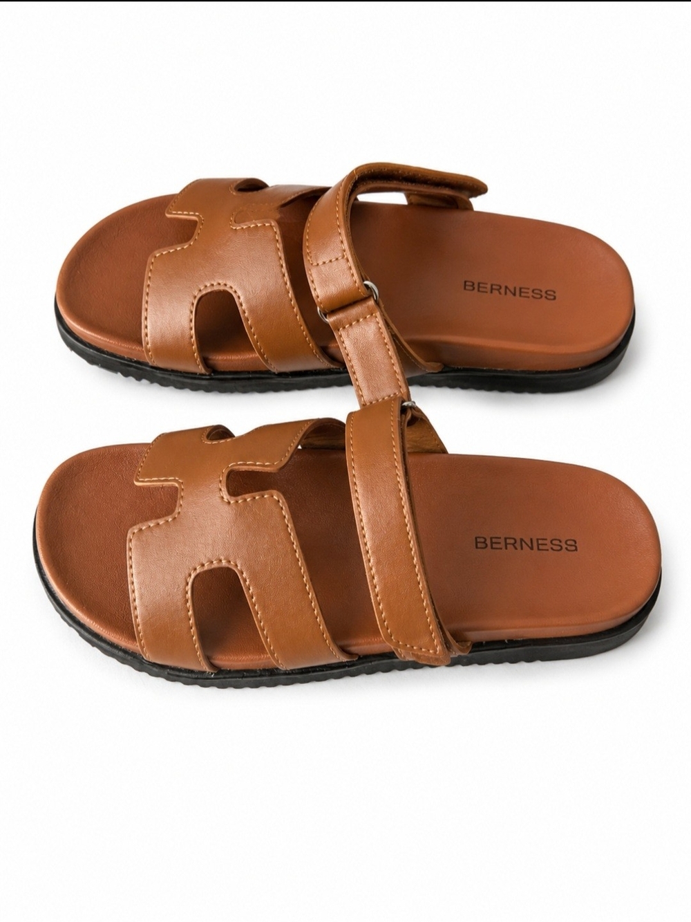 BERNESS Men’s Brown Adjustable Slide Sandals